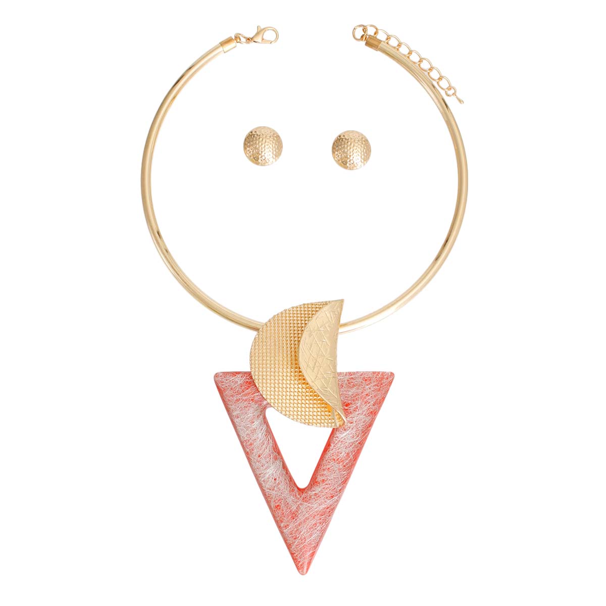 Orange Triangle Folded Circle Set|18 inches - Premium Wholesale Jewelry from Pinktown - Just $21! Shop now at chiquestyles