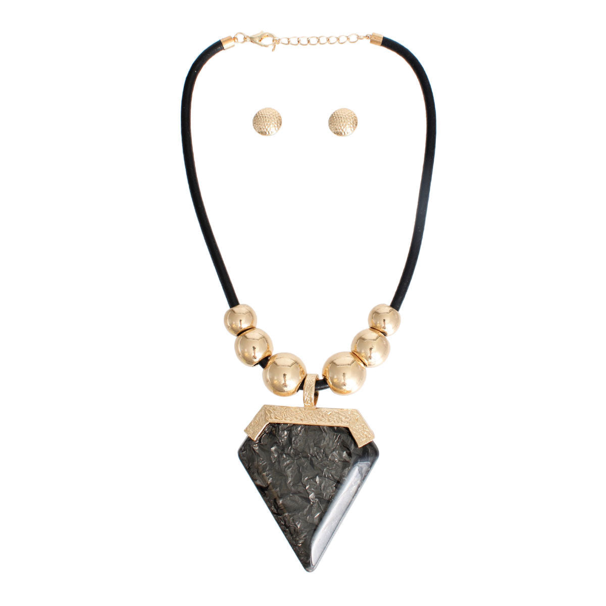 Black Diamond Shaped Pendant Set|22 inches - Premium Wholesale Jewelry from Pinktown - Just $23! Shop now at chiquestyles