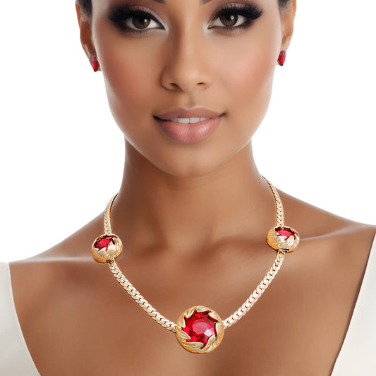 Necklace Red Crystal Double Cut Chain for Women - Premium Wholesale Jewelry from Pinktown - Just $24! Shop now at chiquestyles