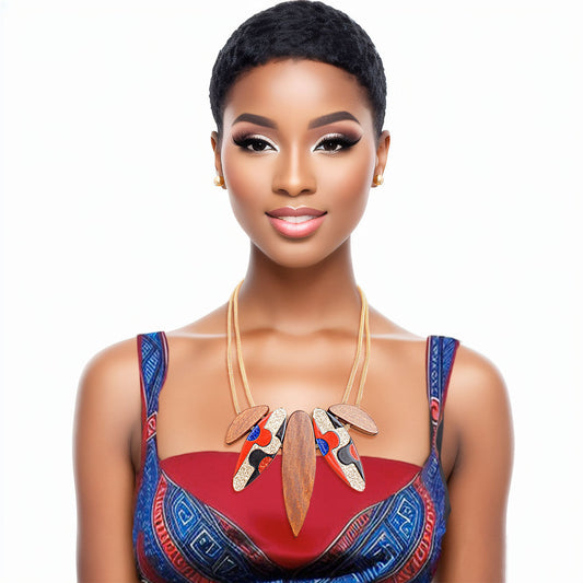 Necklace Wood Glitter Pendant Set for Women - Premium Wholesale Jewelry from Pinktown - Just $26! Shop now at chiquestyles