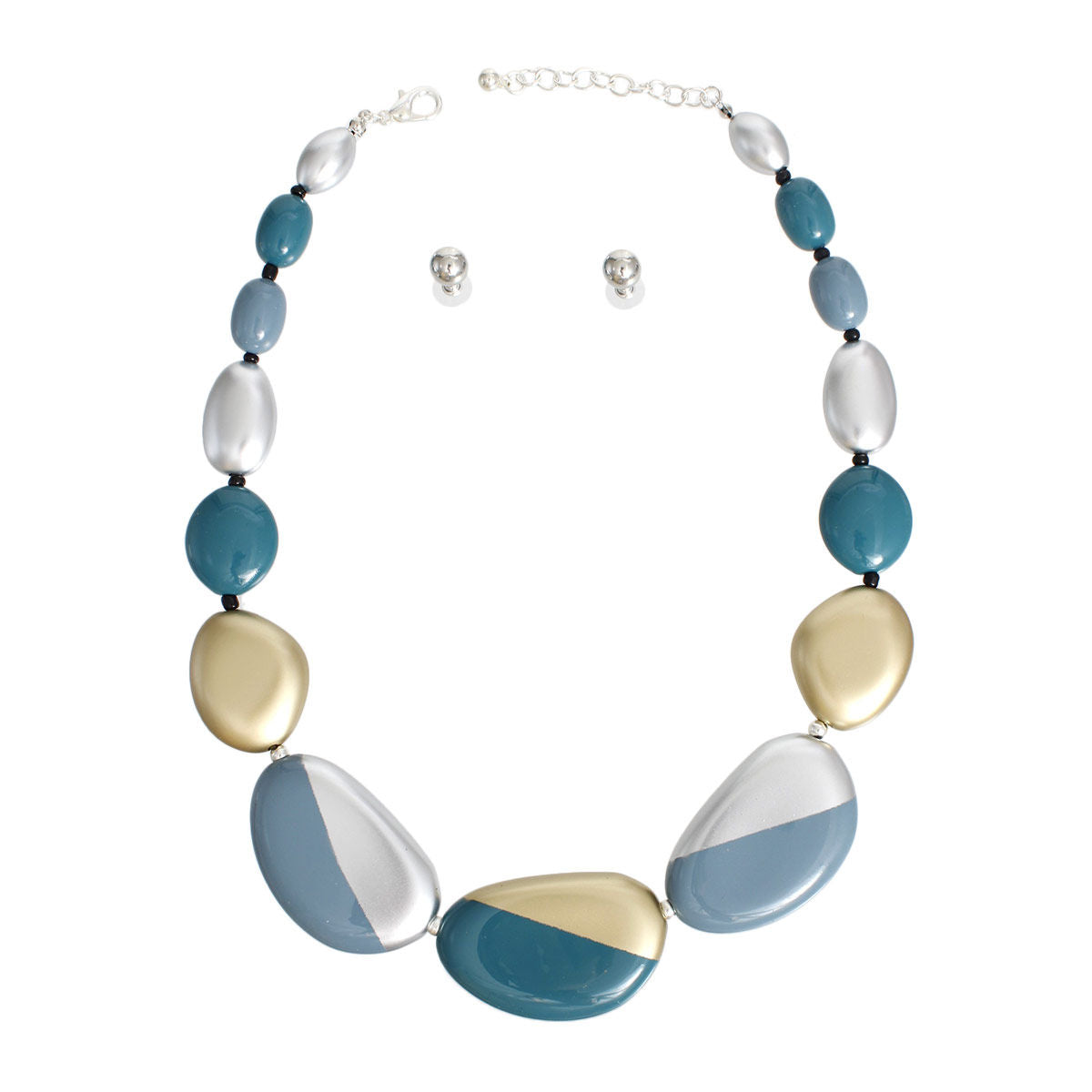 Necklace Blue Bead Graduated Set for Women - Premium Wholesale Jewelry from Pinktown - Just $24! Shop now at chiquestyles