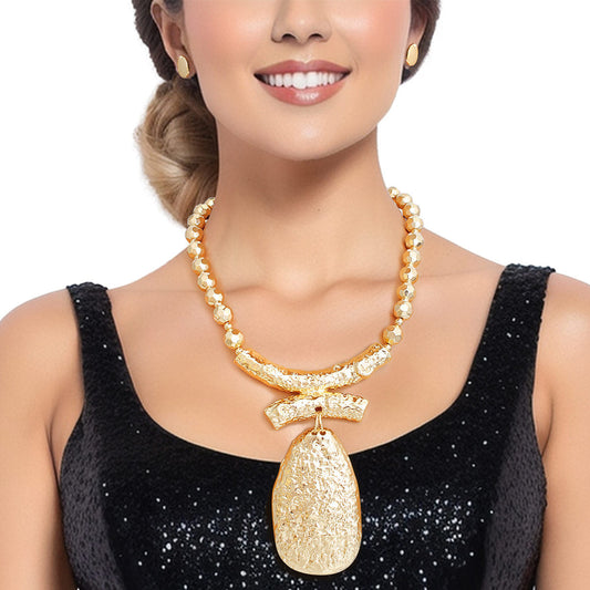 Pendant Necklace Bead Gold Teardrop Set for Women - Premium Wholesale Jewelry from Pinktown - Just $22! Shop now at chiquestyles