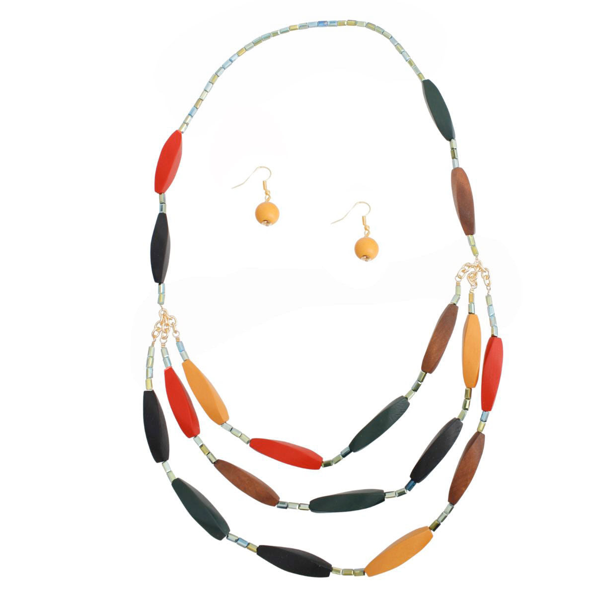 Bead Necklace Long Oblong Wooden Set for Women - Premium Wholesale Jewelry from Pinktown - Just $25! Shop now at chiquestyles