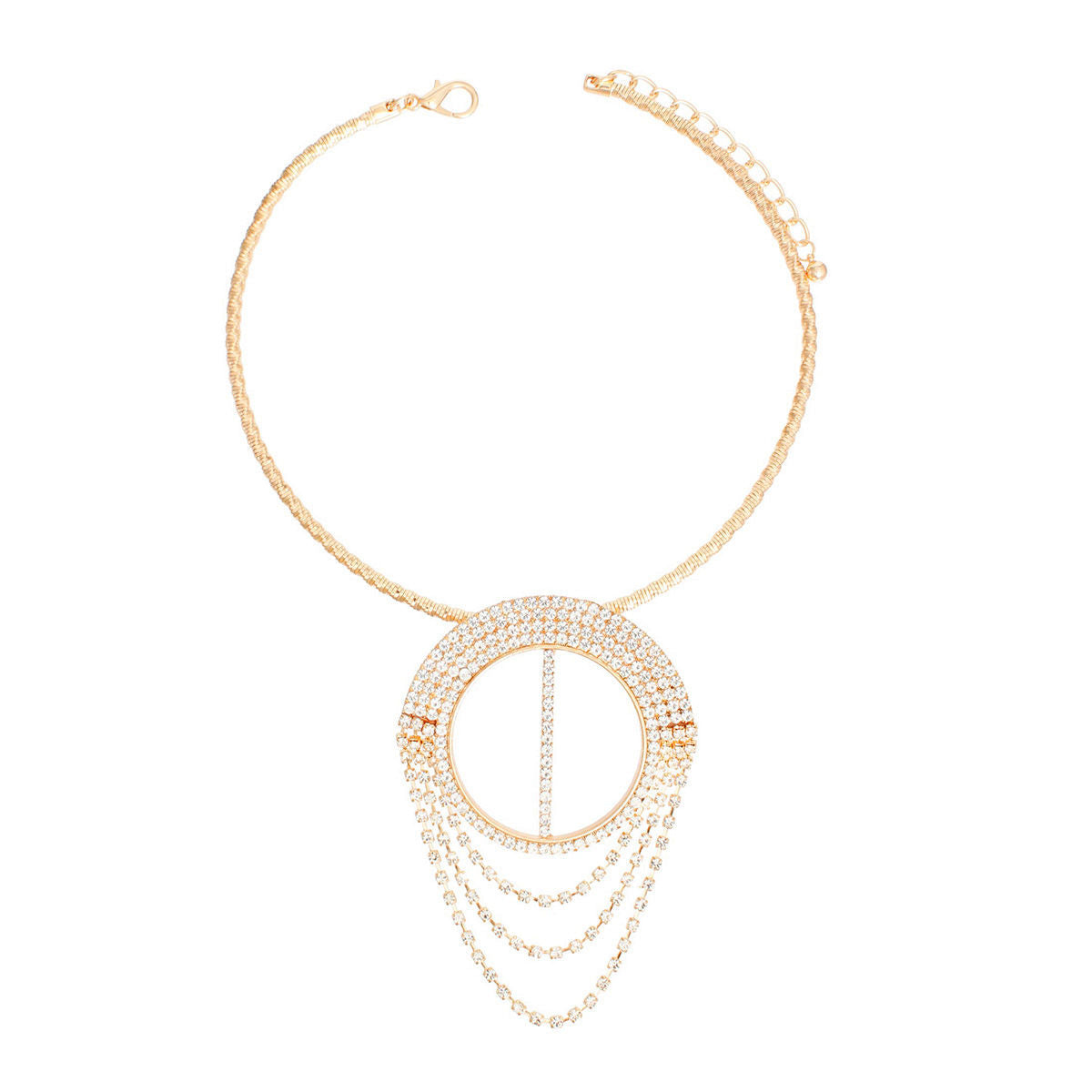 Necklace Gold Pave Draped Pendant Set for Women - Premium Wholesale Jewelry from Pinktown - Just $17! Shop now at chiquestyles