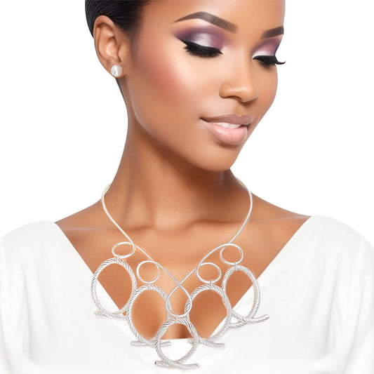 Necklace Silver Looped Cable Collar for Women - Premium Wholesale Jewelry from Pinktown - Just $20! Shop now at chiquestyles