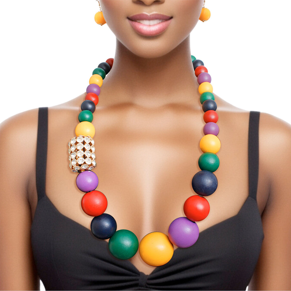 Bead Necklace Graduated Multi Wood Set for Women - Premium Wholesale Jewelry from Pinktown - Just $22! Shop now at chiquestyles