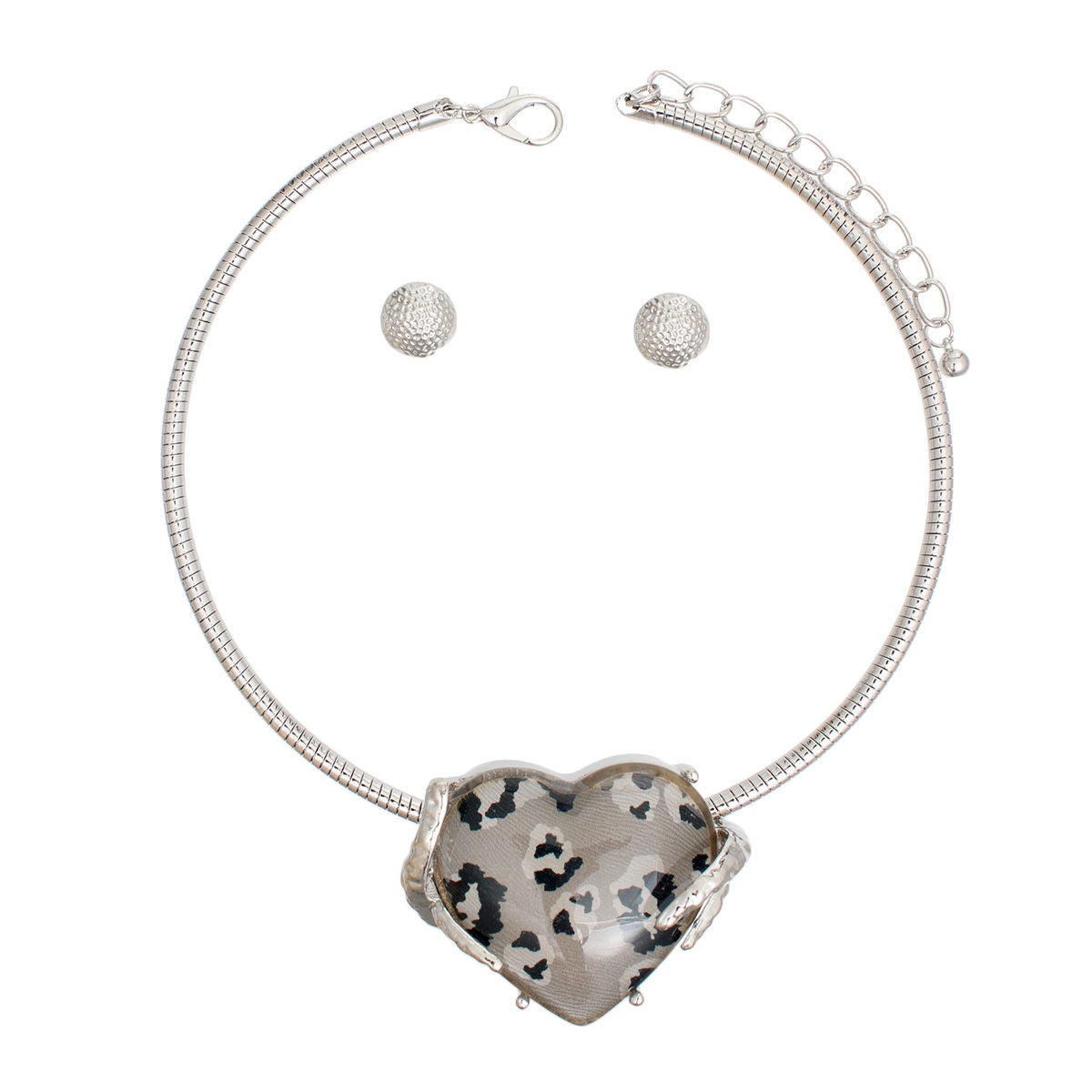 Pendant Necklace Silver Heart Leopard for Women - Premium Wholesale Jewelry from Pinktown - Just $20! Shop now at chiquestyles