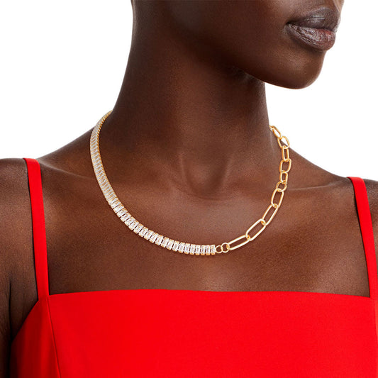 Gold CZ Mixed Link Necklace|20 inches - Premium Wholesale Jewelry from Pinktown - Just $19! Shop now at chiquestyles