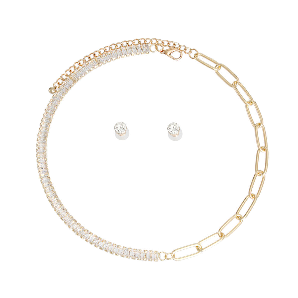 Gold CZ Mixed Link Necklace|20 inches - Premium Wholesale Jewelry from Pinktown - Just $19! Shop now at chiquestyles