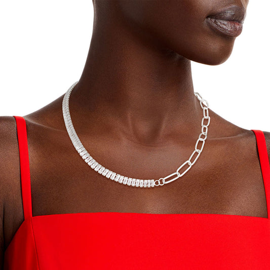 Silver CZ Mixed Link Necklace|20 inches - Premium Wholesale Jewelry from Pinktown - Just $19! Shop now at chiquestyles