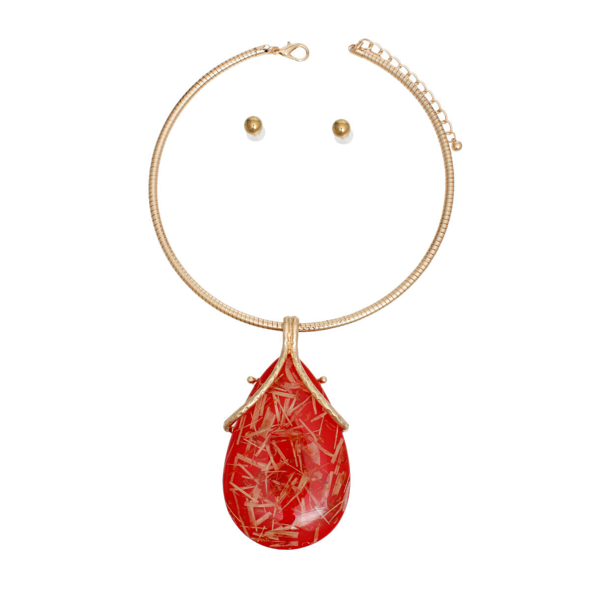 Pendant Necklace Gold Red Teardrop for Women - Premium Wholesale Jewelry from Pinktown - Just $20! Shop now at chiquestyles