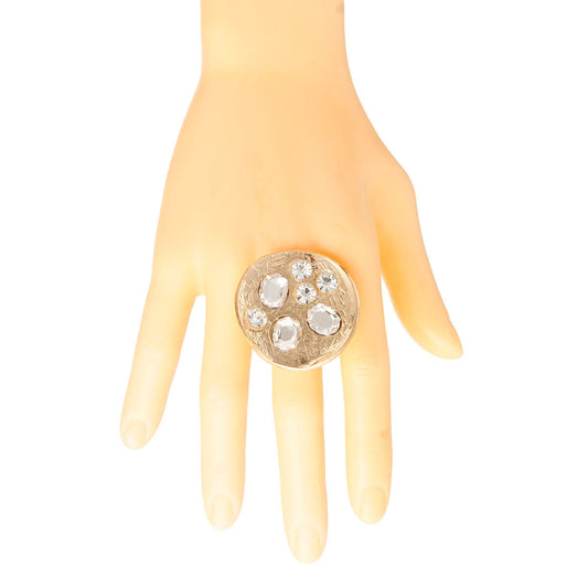 Gold Clear Oval Crystal Ring|Adjustable - Premium Wholesale Jewelry from Pinktown - Just $8! Shop now at chiquestyles