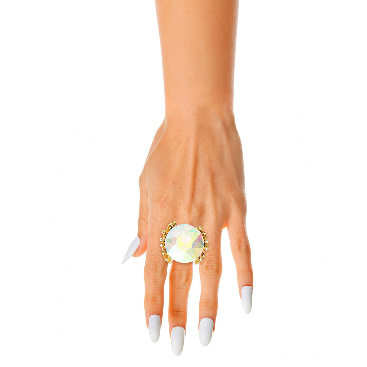 Aurora Borealis Crystal Branch Ring|Stretch to Fit - Premium Wholesale Jewelry from Pinktown - Just $12! Shop now at chiquestyles
