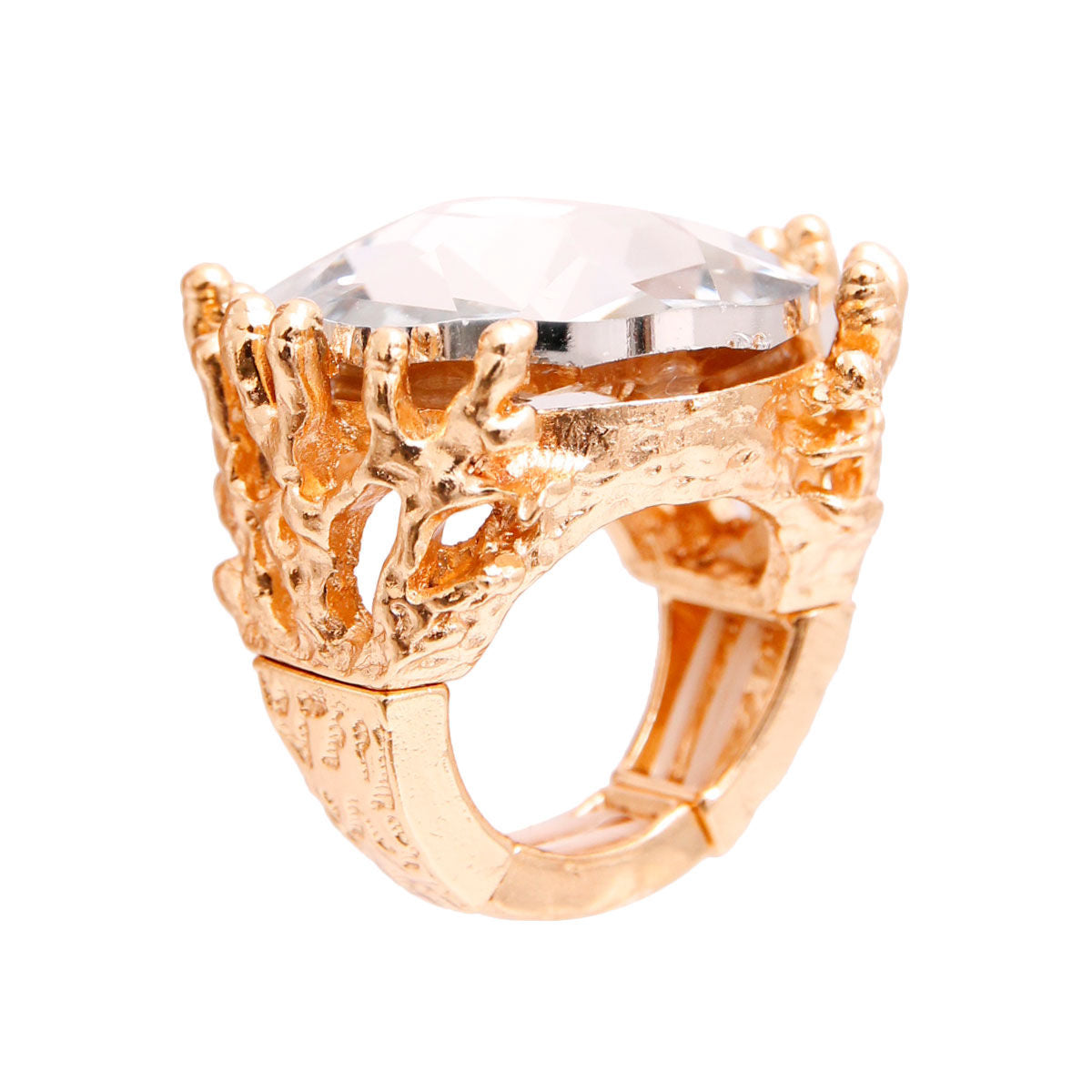 Gold Crystal Branch Ring|Stretch to Fit - Premium Wholesale Jewelry from Pinktown - Just $11! Shop now at chiquestyles