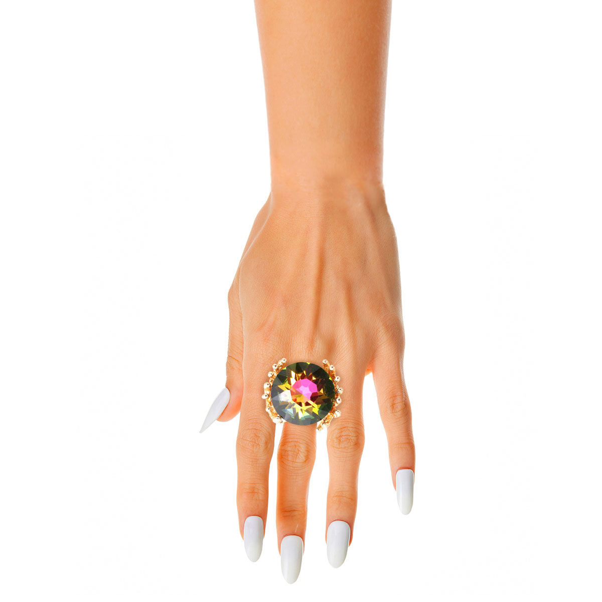 Pink Green Crystal Branch Ring - Premium Wholesale Jewelry from Pinktown - Just $11! Shop now at chiquestyles