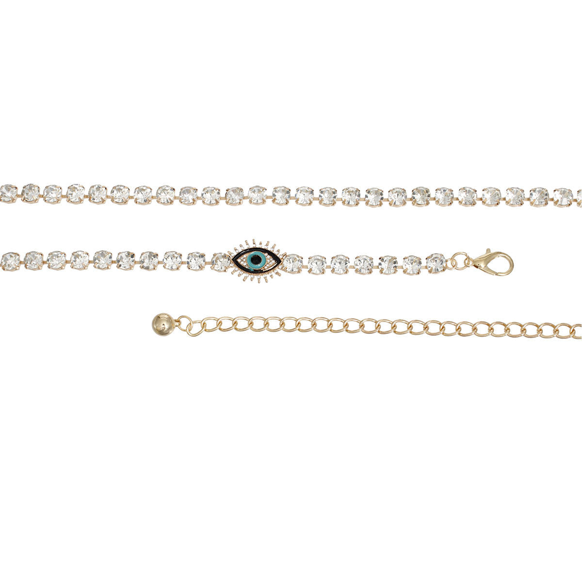 Rhinestone Belt Gold Evil Eye Chain Belt for Women|28 + 18 inches - Premium Wholesale Fashion Accessories from Pinktown - Just $20! Shop now at chiquestyles