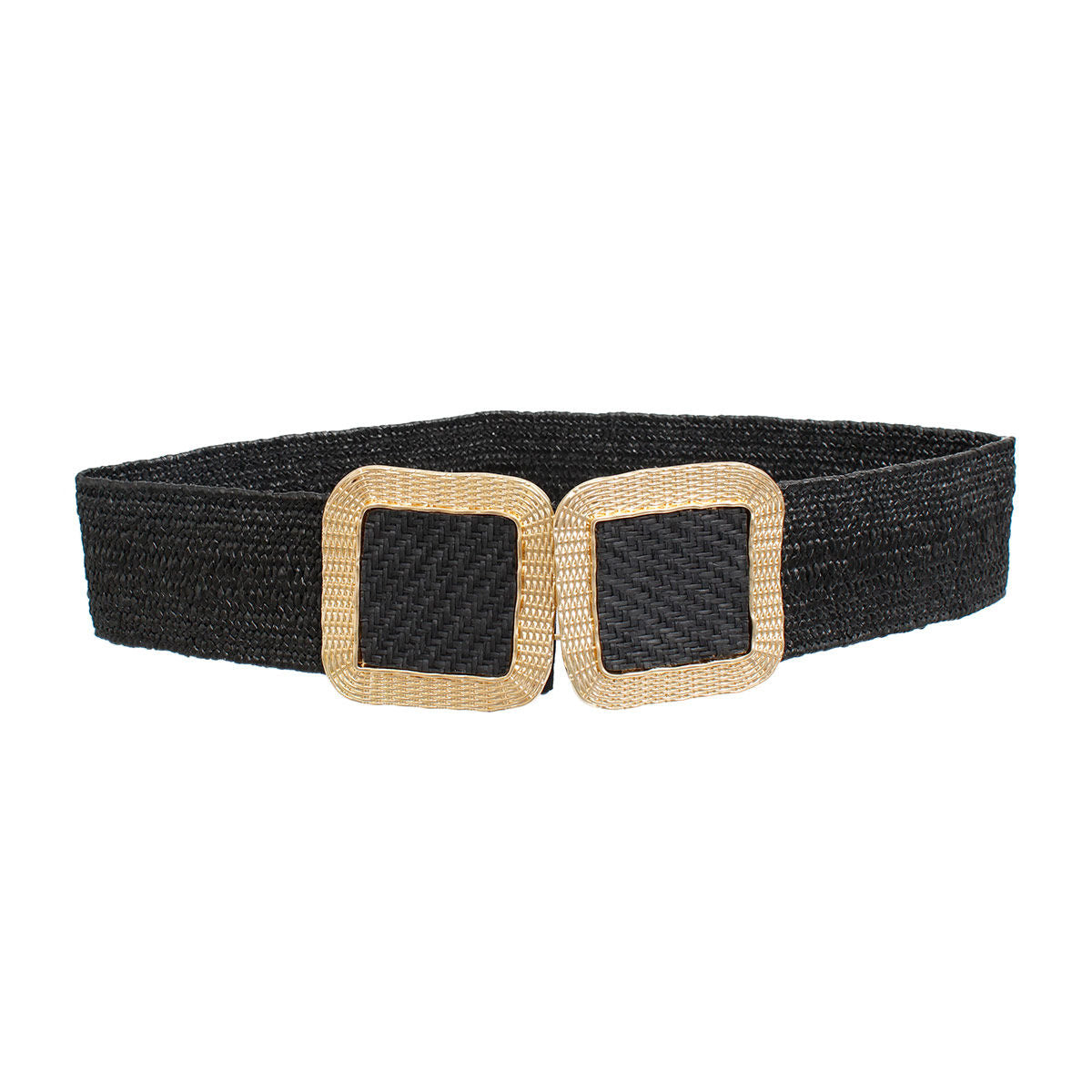 Stretch Belt Raffia Black Square for Women|29" + Stretch - Premium Wholesale Fashion Accessories from Pinktown - Just $20! Shop now at chiquestyles
