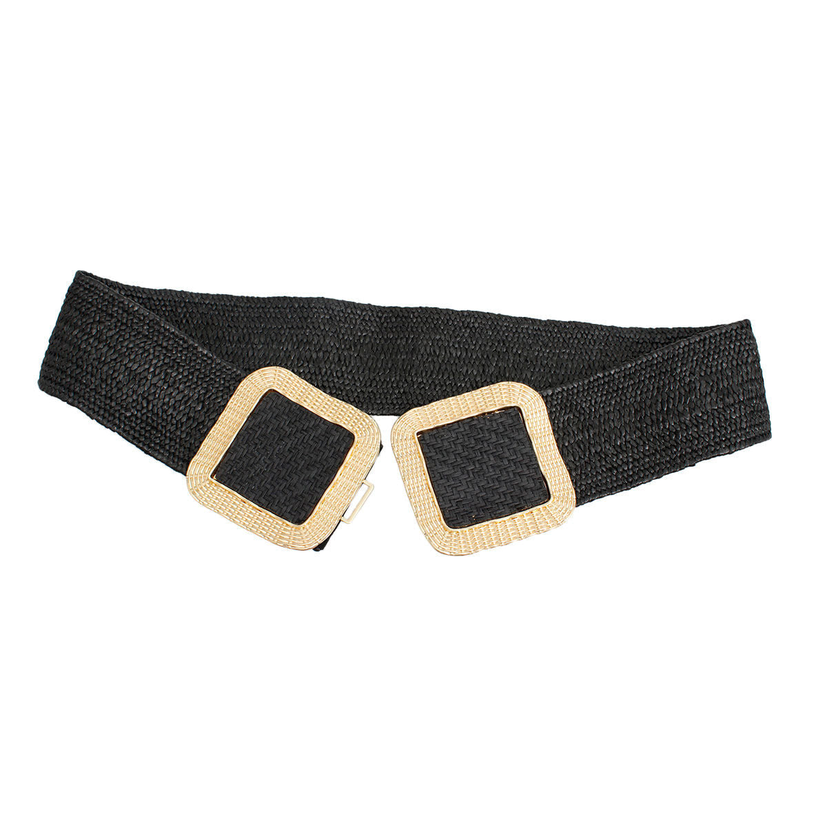 Stretch Belt Raffia Black Square for Women|29" + Stretch - Premium Wholesale Fashion Accessories from Pinktown - Just $20! Shop now at chiquestyles