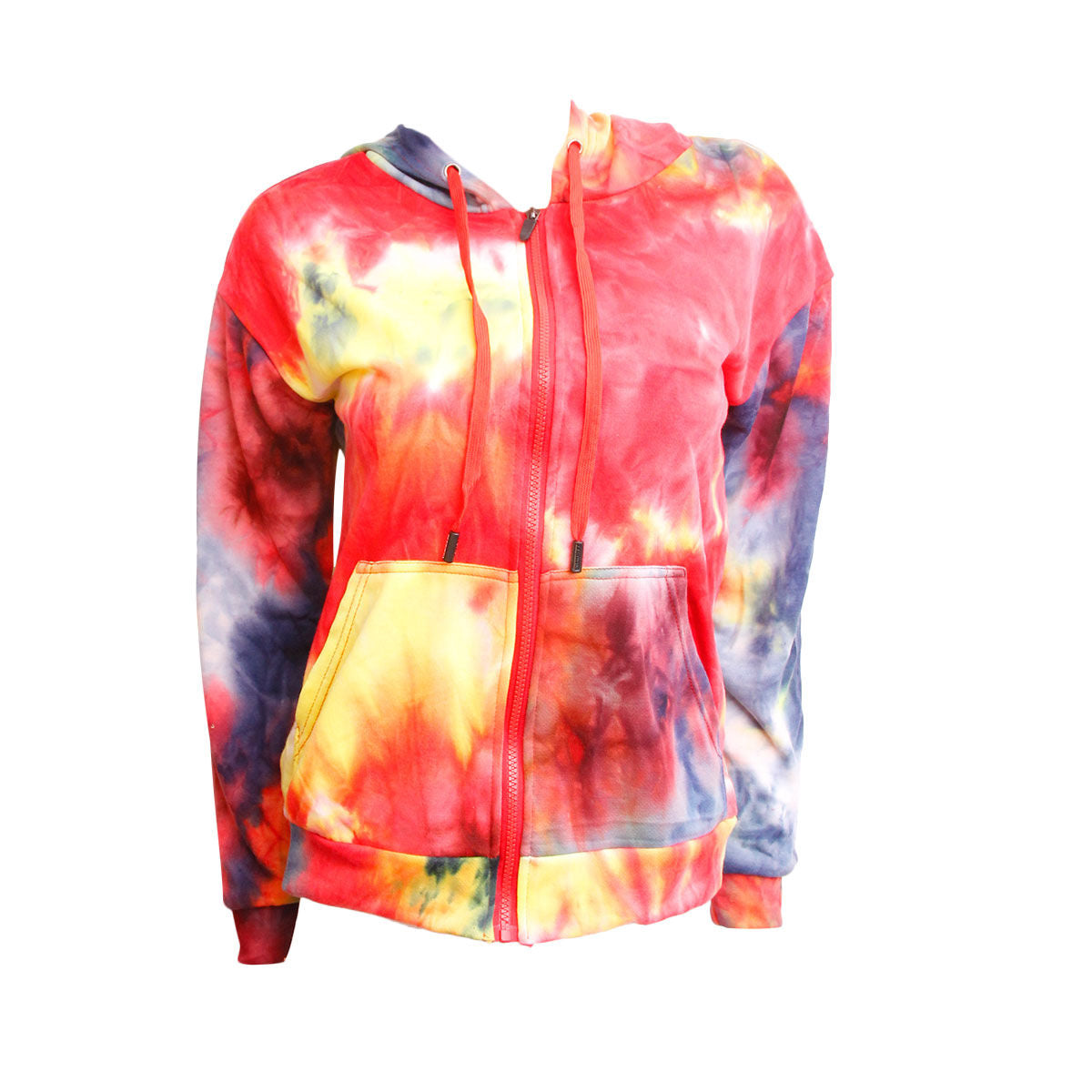 Small Red Tie Dye Zip Hoodie|S/M - Premium Wholesale Fashion Accessories from Pinktown - Just $23! Shop now at chiquestyles