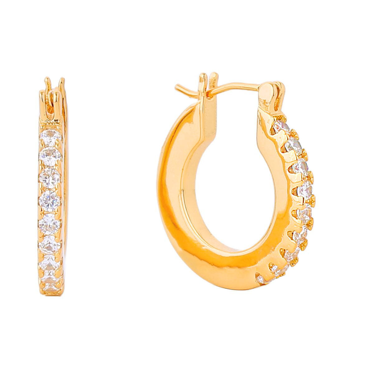 14K Gold CZ Pave Pin Catch Hoops|.80 inches - Premium Wholesale Jewelry from Pinktown - Just $13! Shop now at chiquestyles