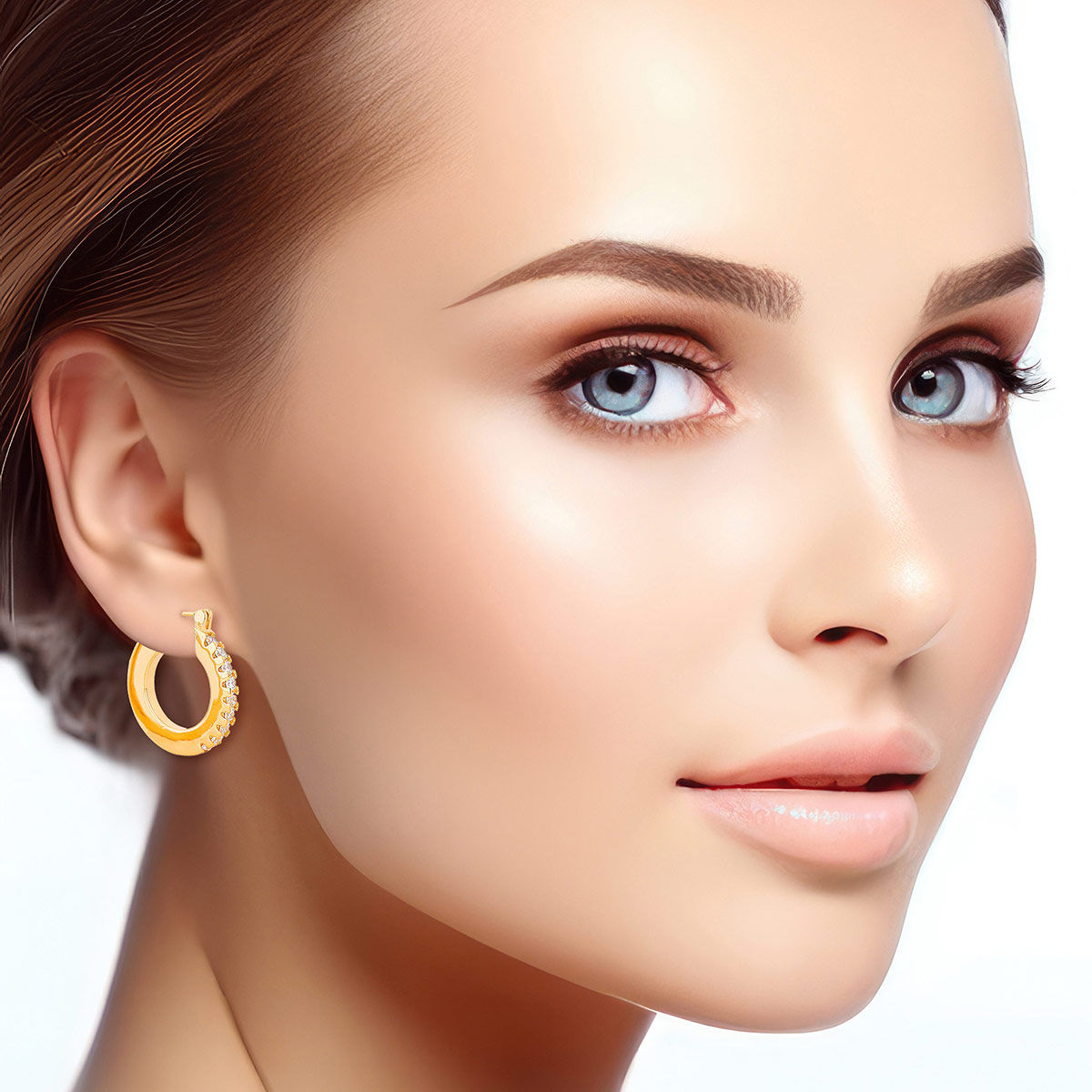 14K Gold CZ Pave Pin Catch Hoops|.80 inches - Premium Wholesale Jewelry from Pinktown - Just $13! Shop now at chiquestyles