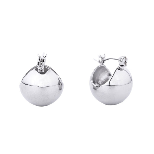 Hoop White Gold Small Ball Earrings for Women|.55 x .55 inches - Premium Wholesale Jewelry from Pinktown - Just $12! Shop now at chiquestyles