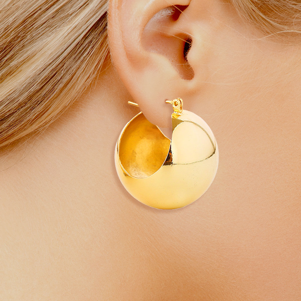 Hoop 14K Gold Large Ball Wide Earrings for Women - Premium Wholesale Jewelry from Pinktown - Just $13! Shop now at chiquestyles