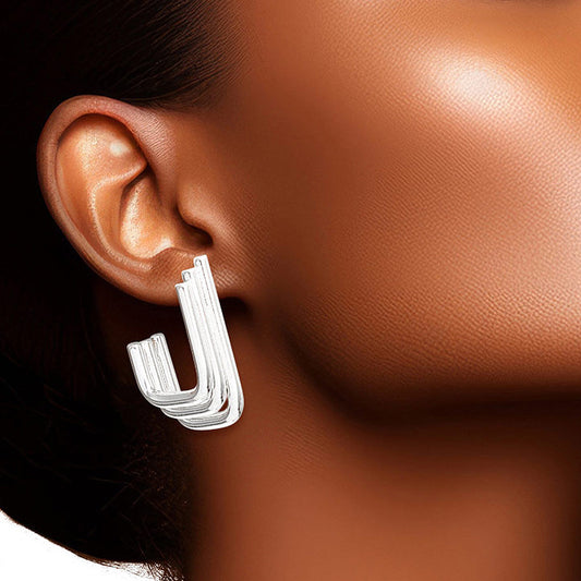 Hoop White Gold Small Stack Hook Earring for Women|1.1 inches - Premium Wholesale Jewelry from Pinktown - Just $11! Shop now at chiquestyles