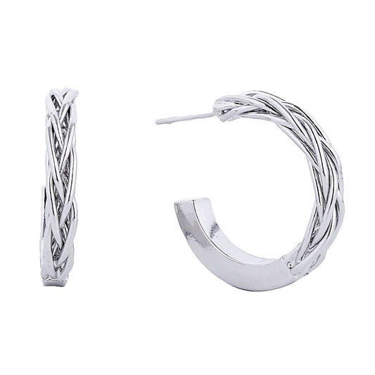 14K White Gold Braided Post Hoops|1 inch - Premium Wholesale Jewelry from Pinktown - Just $11! Shop now at chiquestyles