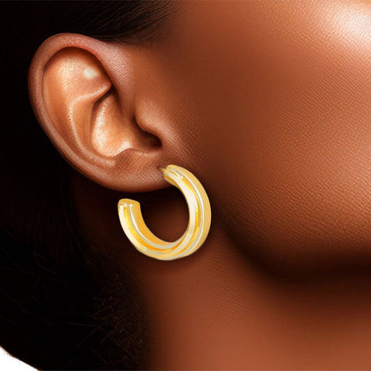 Hoop 14K Gold Small Solid Metal Earrings for Women|1 inch - Premium Wholesale Jewelry from Pinktown - Just $12! Shop now at chiquestyles