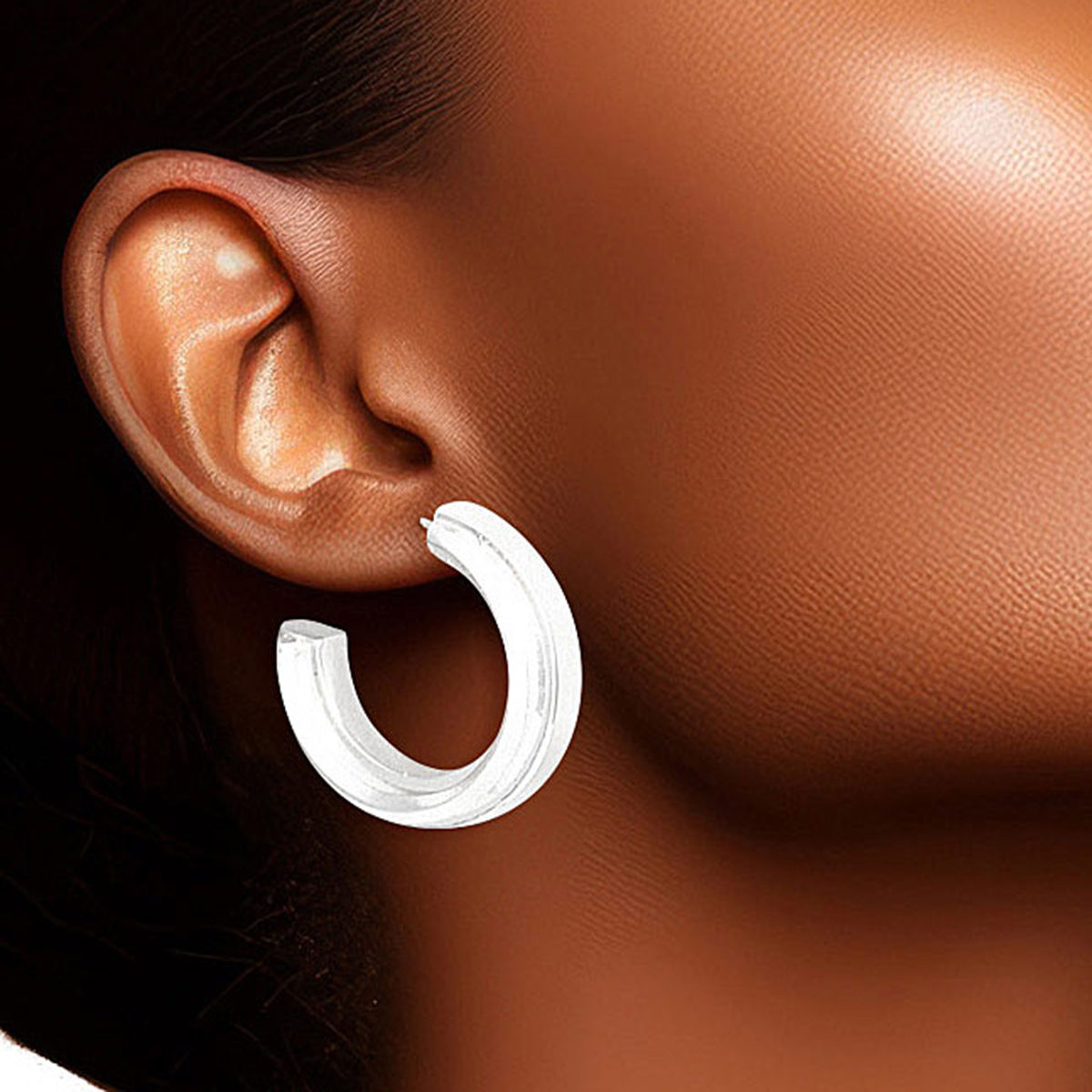 Hoop White Gold Small Solid Metal Earrings Women|1 inch - Premium Wholesale Jewelry from Pinktown - Just $12! Shop now at chiquestyles