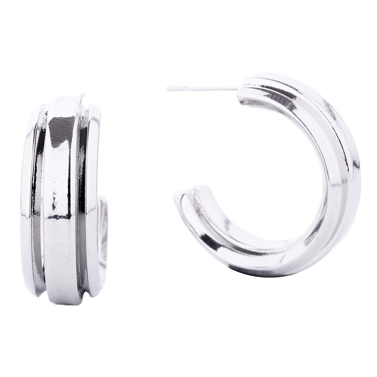 Hoop White Gold Small Solid Metal Earrings Women|1 inch - Premium Wholesale Jewelry from Pinktown - Just $12! Shop now at chiquestyles