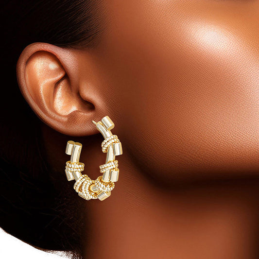 Hoop 14K Gold Small Stack Rings Earrings for Women|1.2 inches - Premium Wholesale Jewelry from Pinktown - Just $15! Shop now at chiquestyles