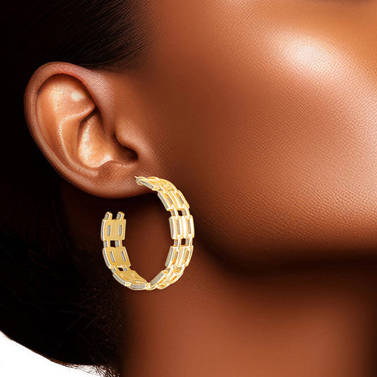 Hoop 14K Gold Small Chain Link Earrings for Women|1.1 inches - Premium Wholesale Jewelry from Pinktown - Just $15! Shop now at chiquestyles