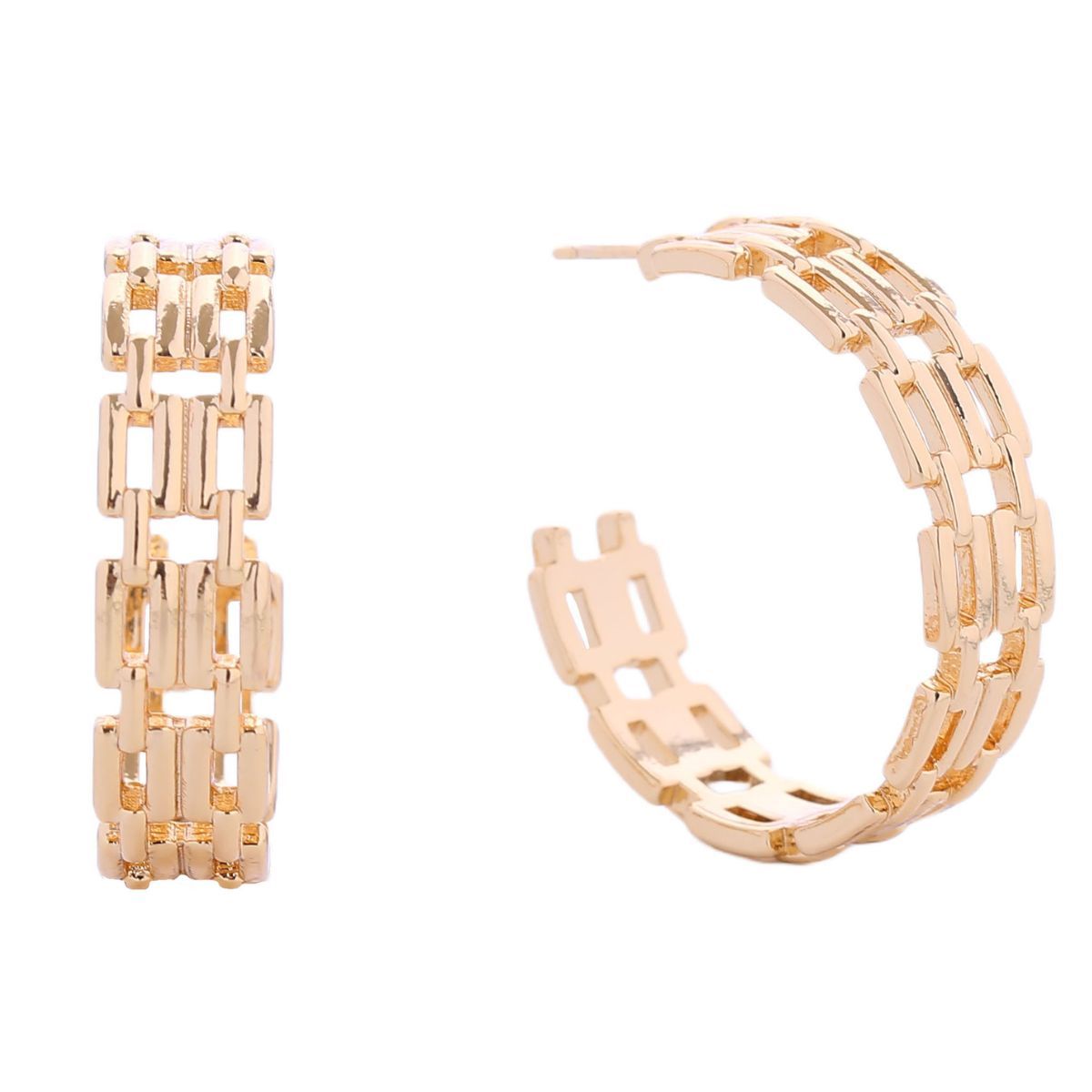 Hoop 14K Gold Small Chain Link Earrings for Women|1.1 inches - Premium Wholesale Jewelry from Pinktown - Just $15! Shop now at chiquestyles