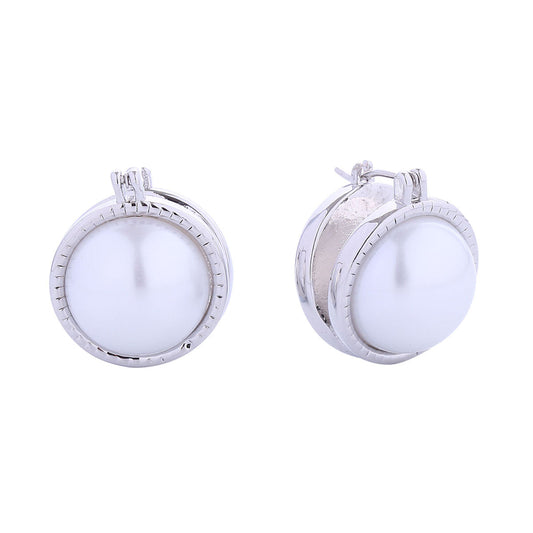 Stud White Gold Small Double Pearl Earrings Women|.75 x .75 inches - Premium Wholesale Jewelry from Pinktown - Just $13! Shop now at chiquestyles