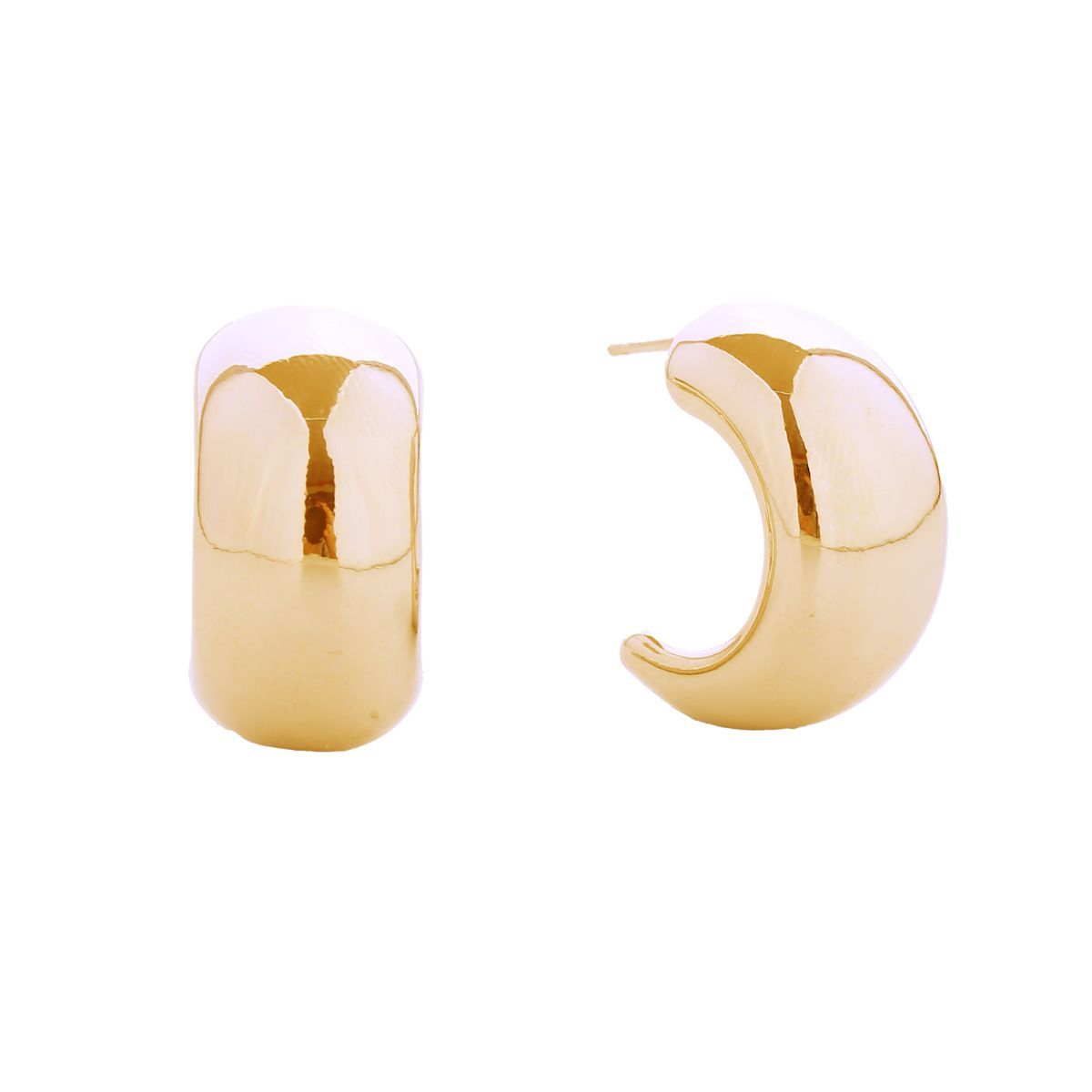 Hoop 14K Gold Small Moon Wide Earrings for Women|.85 inches - Premium Wholesale Jewelry from Pinktown - Just $13! Shop now at chiquestyles