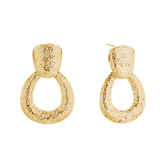Dangle 14K Gold Small Scratch Drop Earrings Women|1.35 x .85 inches - Premium Wholesale Jewelry from Pinktown - Just $17! Shop now at chiquestyles
