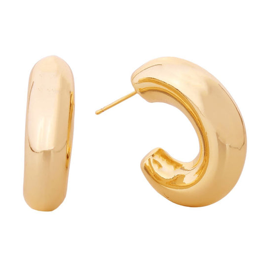 14K Gold Puffy Post Hoops|1.25 inches - Premium Wholesale Jewelry from Pinktown - Just $16! Shop now at chiquestyles