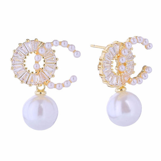 14K Gold CZ Drop Pearl Earrings - Premium Wholesale Jewelry from Pinktown - Just $13! Shop now at chiquestyles