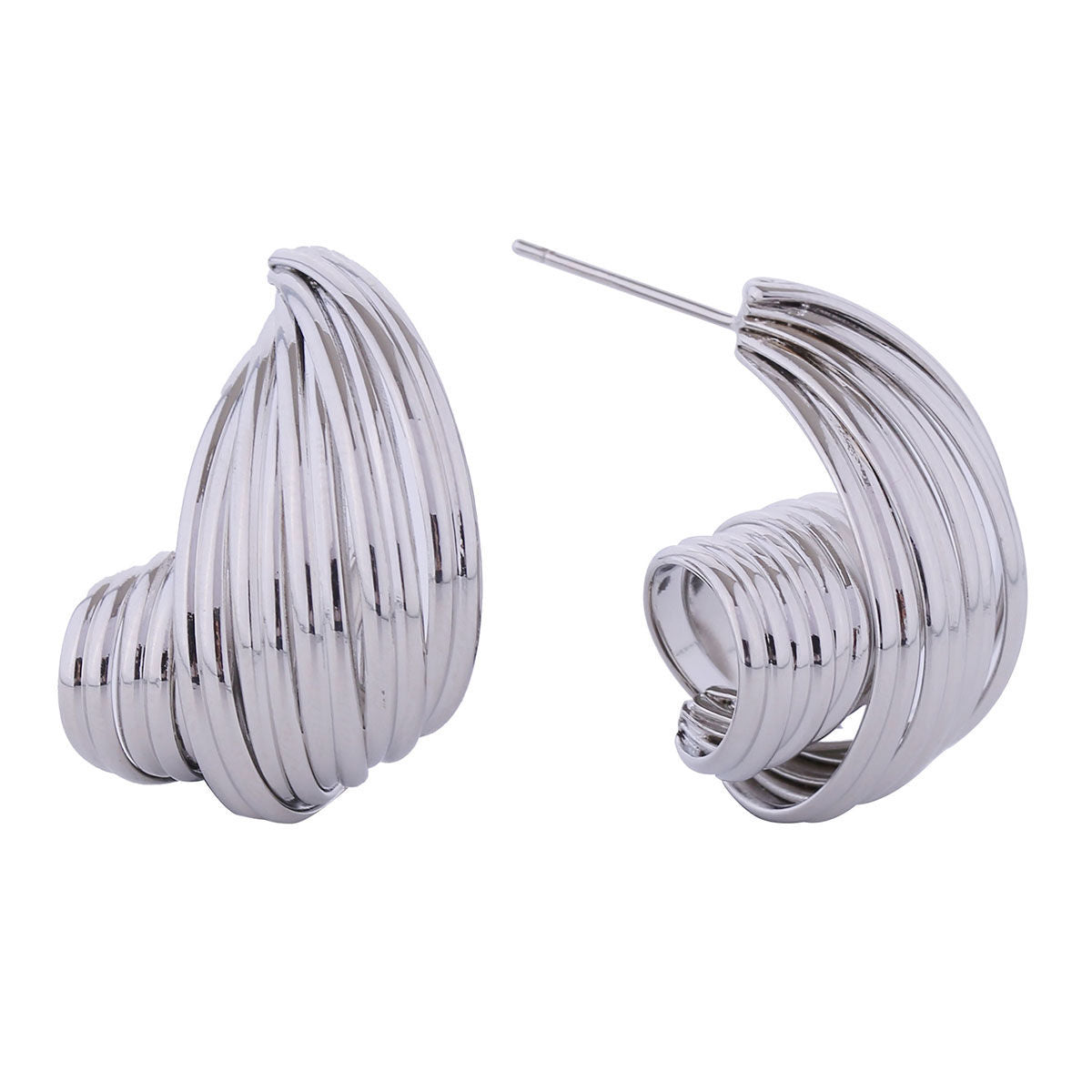 Stud White Gold Small Spiral Wire for Women|.85 x .75 inches - Premium Wholesale Jewelry from Pinktown - Just $16! Shop now at chiquestyles