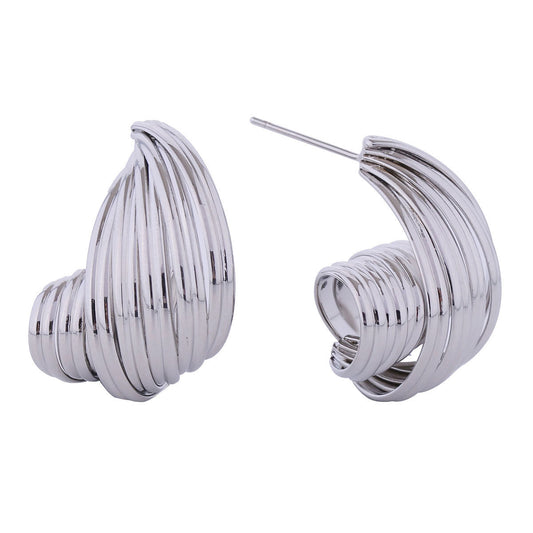 Stud White Gold Small Spiral Wire for Women|.85 x .75 inches - Premium Wholesale Jewelry from Pinktown - Just $16! Shop now at chiquestyles