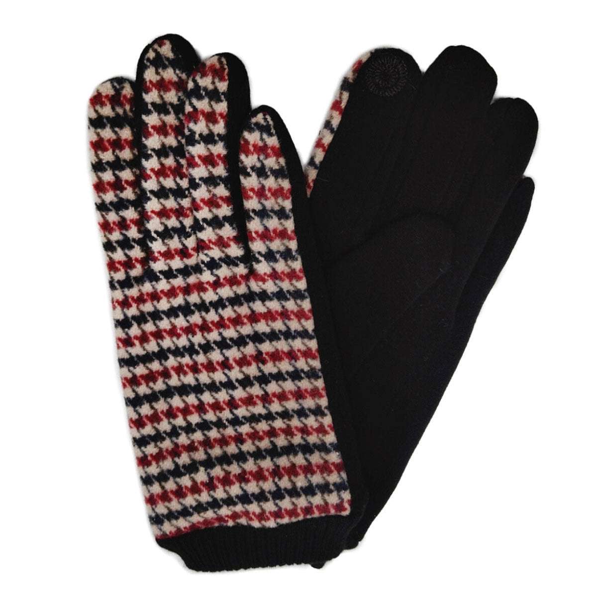 Burgundy Houndstooth Smart Gloves - Premium Wholesale Boutique Clothing from Pinktown - Just $14! Shop now at chiquestyles