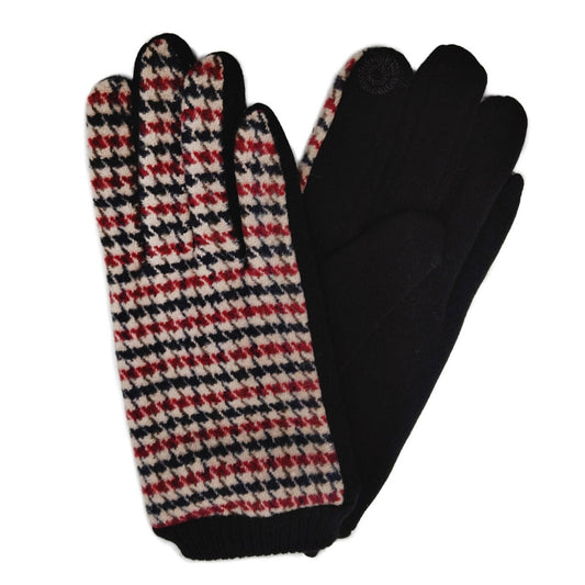 Burgundy Houndstooth Smart Gloves|One Size - Premium Wholesale Boutique Clothing from Pinktown - Just $15! Shop now at chiquestyles