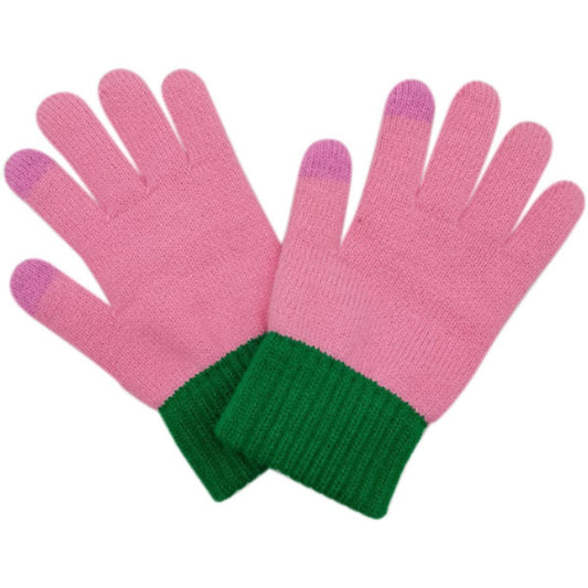 Pink with Green Cuff Gloves - Premium Wholesale Fashion Accessories from Pinktown - Just $11! Shop now at chiquestyles