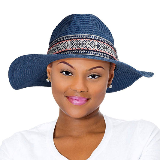 Blue Boho Navy Band Panama Hat|One Size - Premium Wholesale Fashion Accessories from Pinktown - Just $31! Shop now at chiquestyles