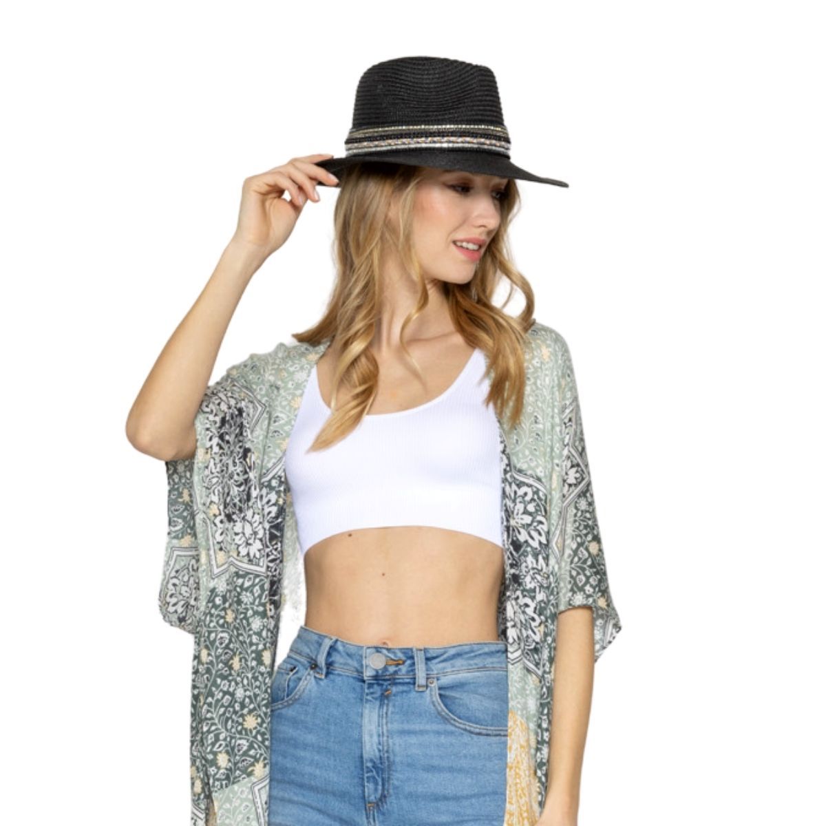 Black Pearl Embellished Panama Hat|One Size - Premium Wholesale Fashion Accessories from Pinktown - Just $30! Shop now at chiquestyles