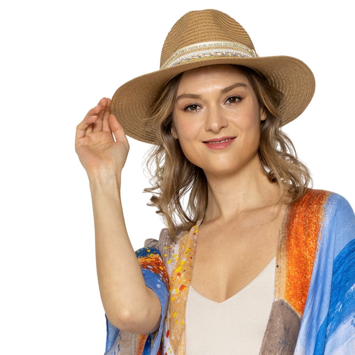 Camel Pearl Embellished Panama Hat|One Size - Premium Wholesale Fashion Accessories from Pinktown - Just $30! Shop now at chiquestyles