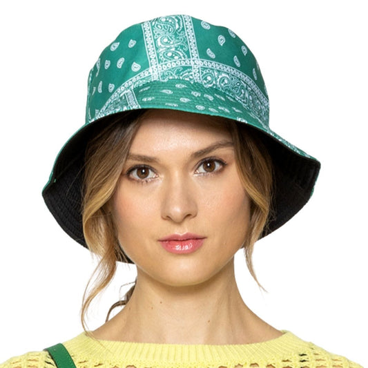 Green Bandana Reversible Bucket Hat|One Size - Premium Wholesale Fashion Accessories from Pinktown - Just $17! Shop now at chiquestyles