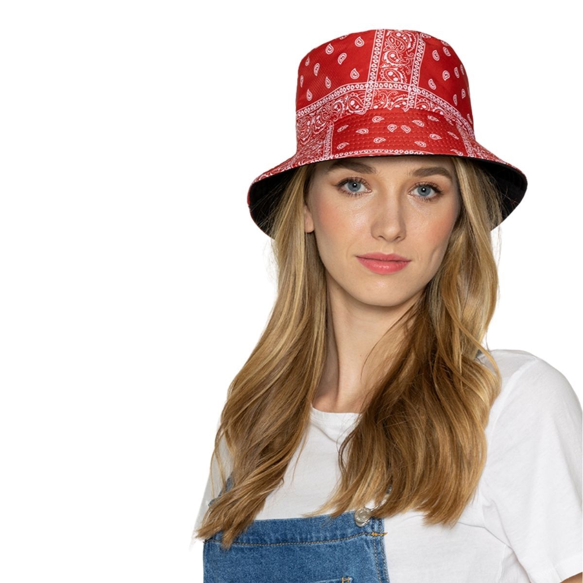 Red Bandana Reversible Bucket Hat - Premium Wholesale Fashion Accessories from Pinktown - Just $17! Shop now at chiquestyles